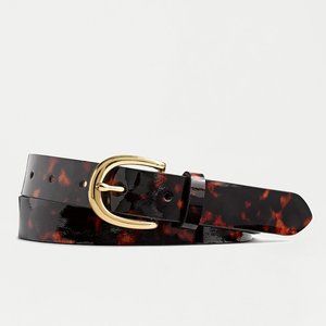 NWT J. Crew Classic Patent Leather Belt in Tortoise